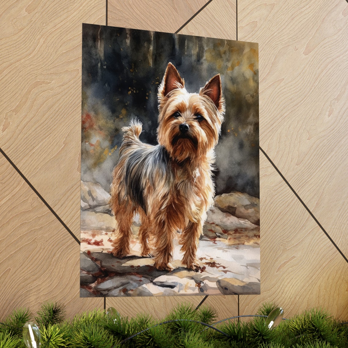 Silky Terrier Standing Watercolor Portrait Small Dog Breed Art Poster - Image 2