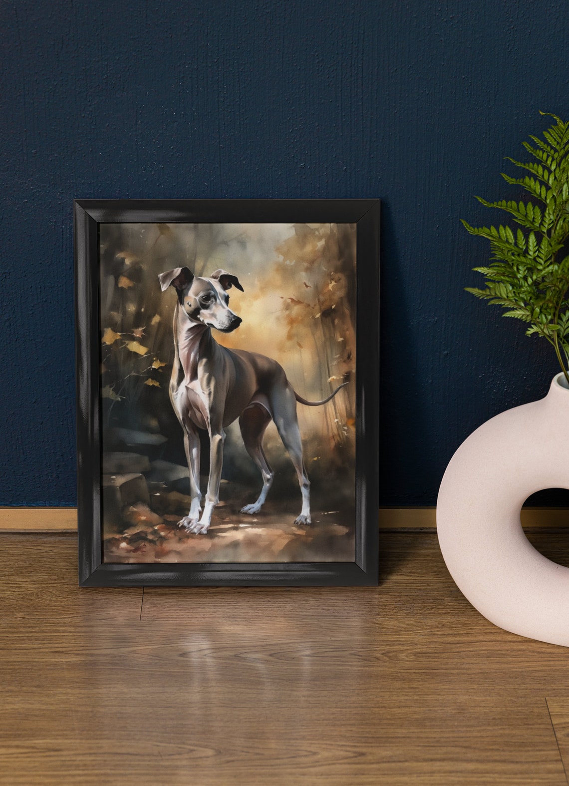 Italian Greyhound Standing In Golden Autumn Light Watercolor Poster