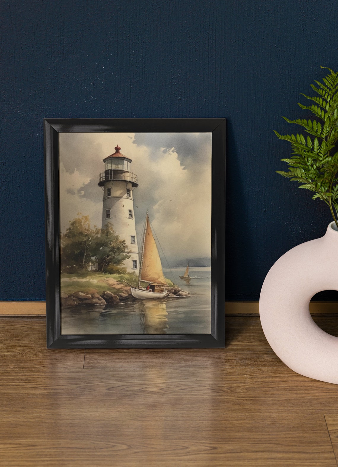 Lighthouse Art Print Lighthouse Painting Lighthouse Wall Art Beach Art Print Beach Wall Art Ocean Dcor Ocean Painting Ocean Theme