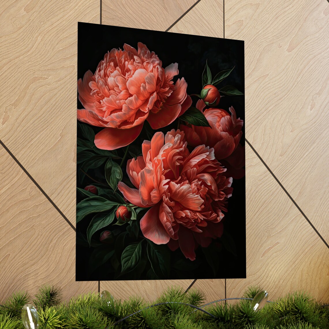 Coral Peony Flower Art Print Flower Painting Flower Dcor Floral Art Print Floral Wall Art Painting Floral Artwork Botanical Print - Image 2