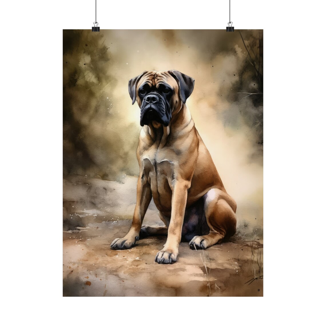 Boerboel Mastiff Dog Sitting Watercolor Portrait Breed Art Poster - Image 5