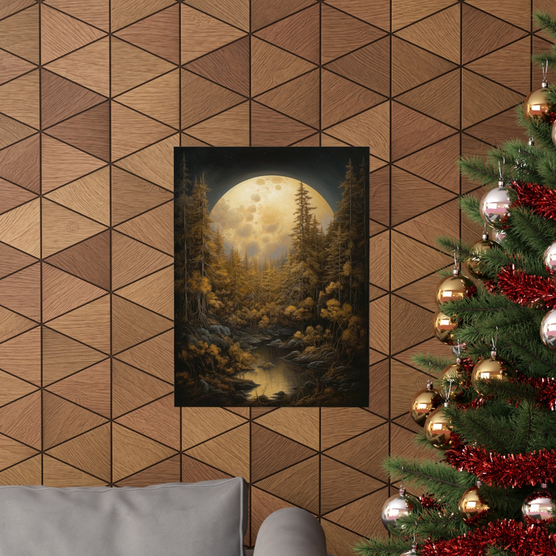 Moon Art Print Dark Academia Art Dark Cottagecore Art Witch Room Dcor Moon Wall Art Gothic Wall Art Moody Wall Art Celestial Art - Image 3