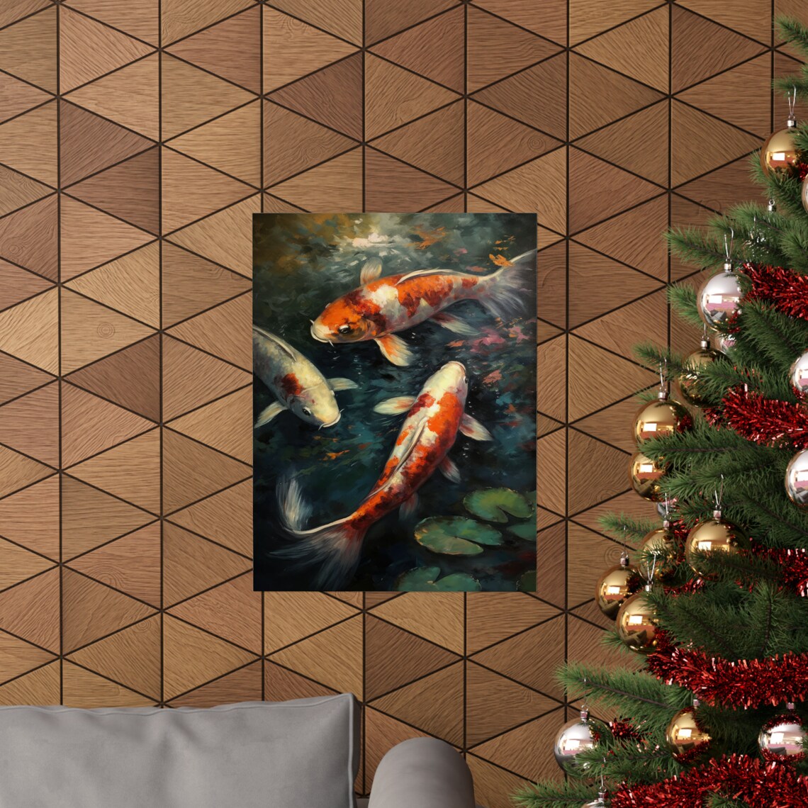 Koi Fish Art Print Koi Pond Painting Koi Wall Art Koi Fish Painting Feng Shui Wall Art Japanese Inspired Art Japanese Poster Zen Art - Image 3