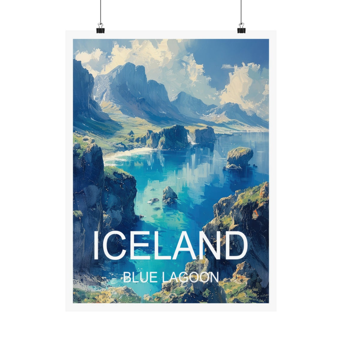 Iceland Blue Lagoon Turquoise Coastal Cliffs Fjord View Travel Poster - Image 5
