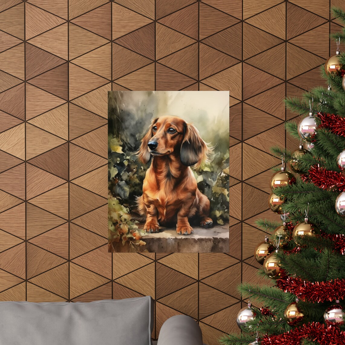Long Haired Dachshund Dog Watercolor Portrait Animal Wall Art Print - Image 3