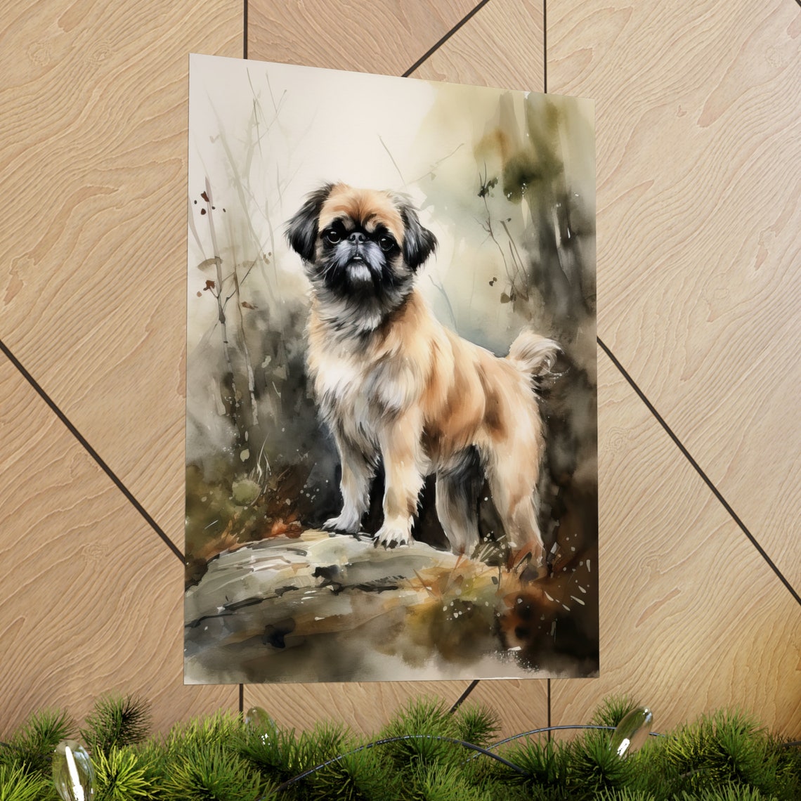 Japanese Chin Standing Watercolor Portrait Small Dog Art Poster - Image 2