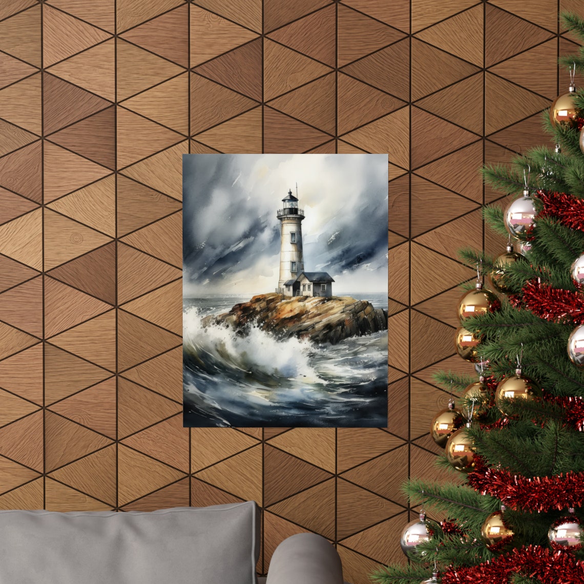 Lighthouse Art Print Lighthouse Painting Lighthouse Wall Art Beach Art Print Beach Wall Art Ocean Dcor Ocean Painting Ocean Theme - Image 3