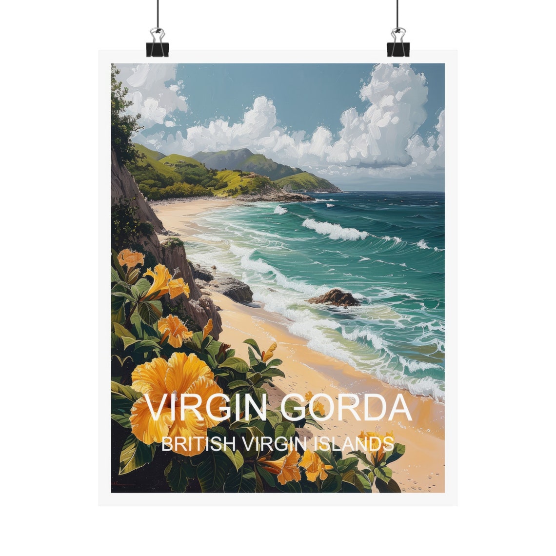 Virgin Gorda British Virgin Islands Sandy Beach Waves Travel Poster - Image 4
