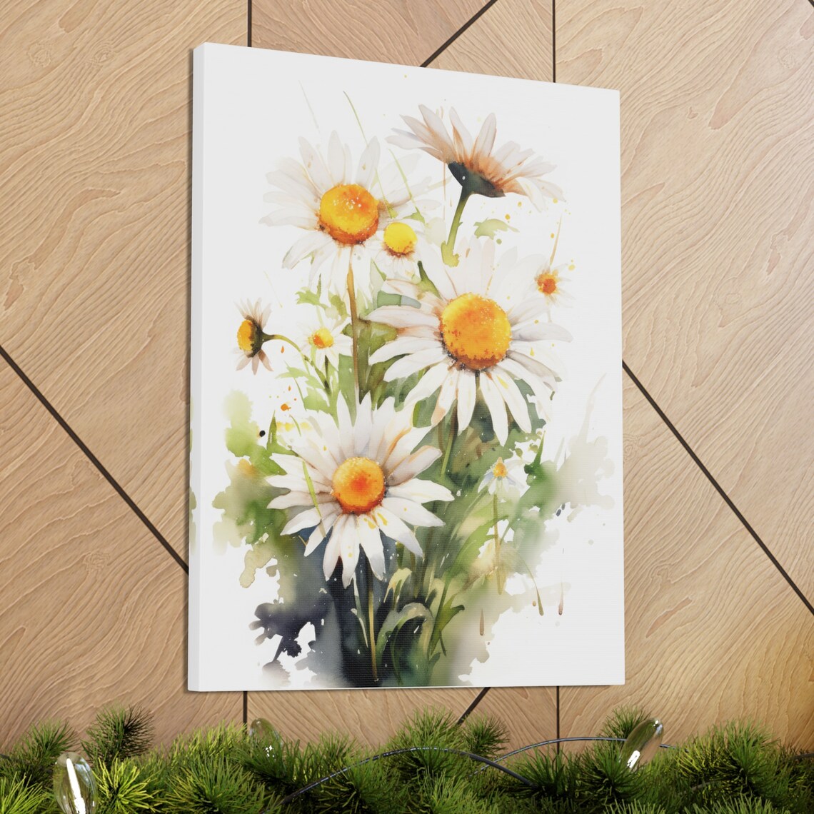 Daisy Watercolor Bouquet White Petal Flowers Yellow Center Art Print - Image 3