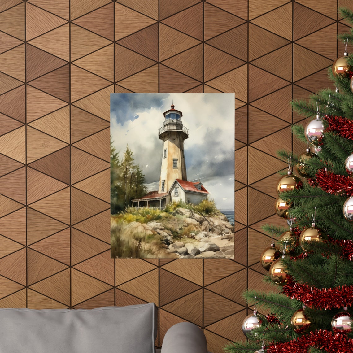 Lighthouse Art Print Lighthouse Painting Lighthouse Wall Art Beach Art Print Beach Wall Art Ocean Dcor Ocean Painting Ocean Theme - Image 3