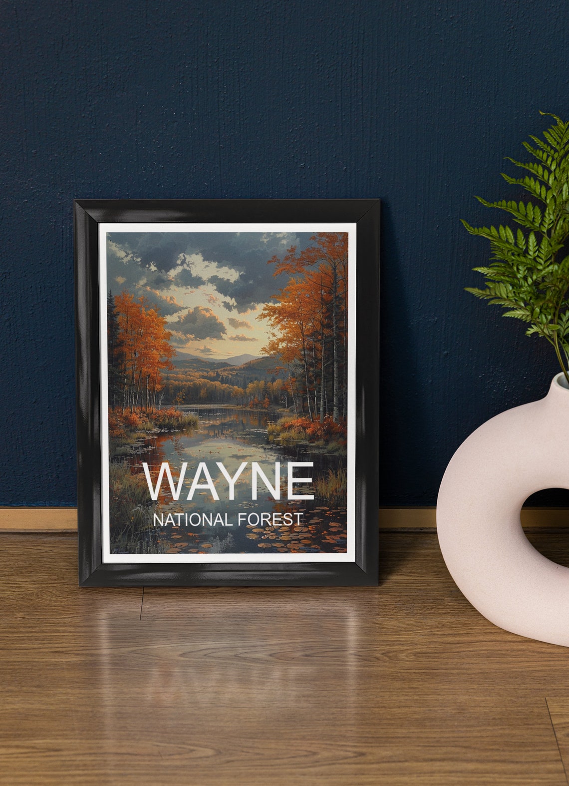 Wayne National Forest Autumn Lake Fall Foliage Travel Poster