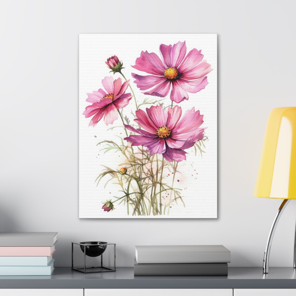 Magenta Pink Cosmos Flowers Fresh Watercolor Botanical Floral Poster - Image 4