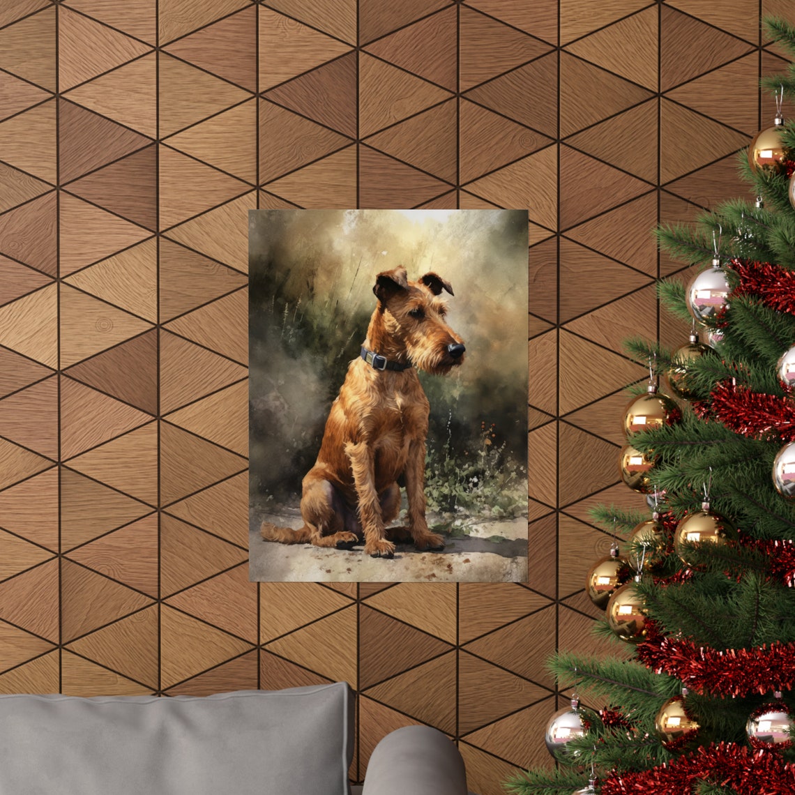 Irish Terrier Sitting Profile Red Coat Watercolor Dog Art Print - Image 3