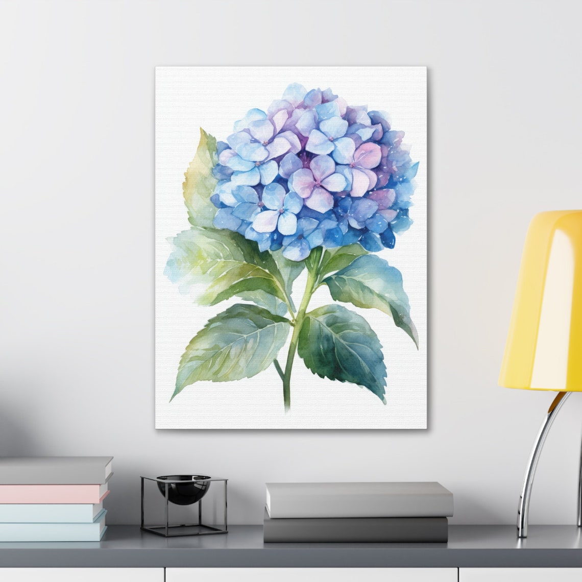 Blue Hydrangea Bloom Soft Watercolor Blue Purple Floral Art Print - Image 4