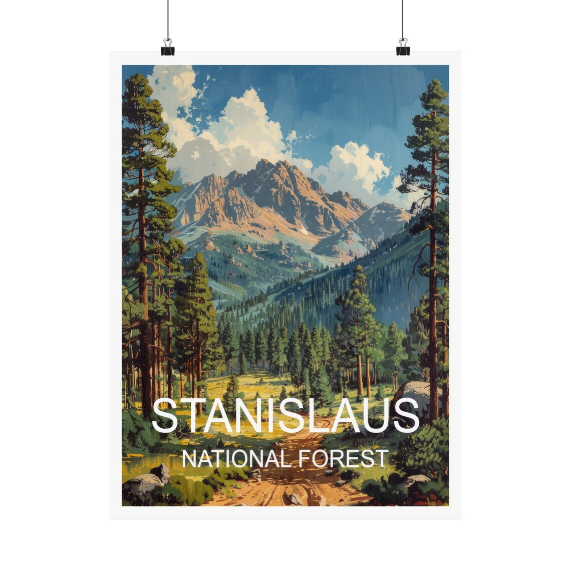 Stanislaus National Forest Mountain Peaks Pine Valley Travel Poster - Image 5