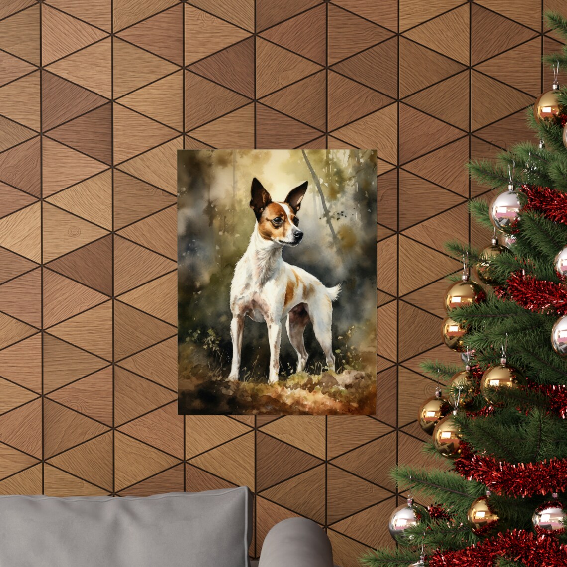 Toy Fox Terrier Standing Alert Watercolor Portrait Dog Art Poster - Image 3