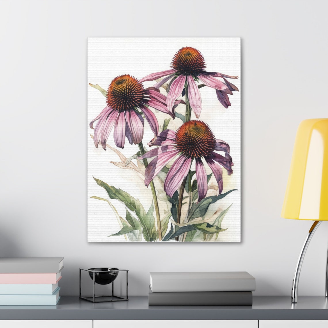 Pink Coneflower Watercolor Echinacea Blooms Botanical Flower Art Print - Image 4