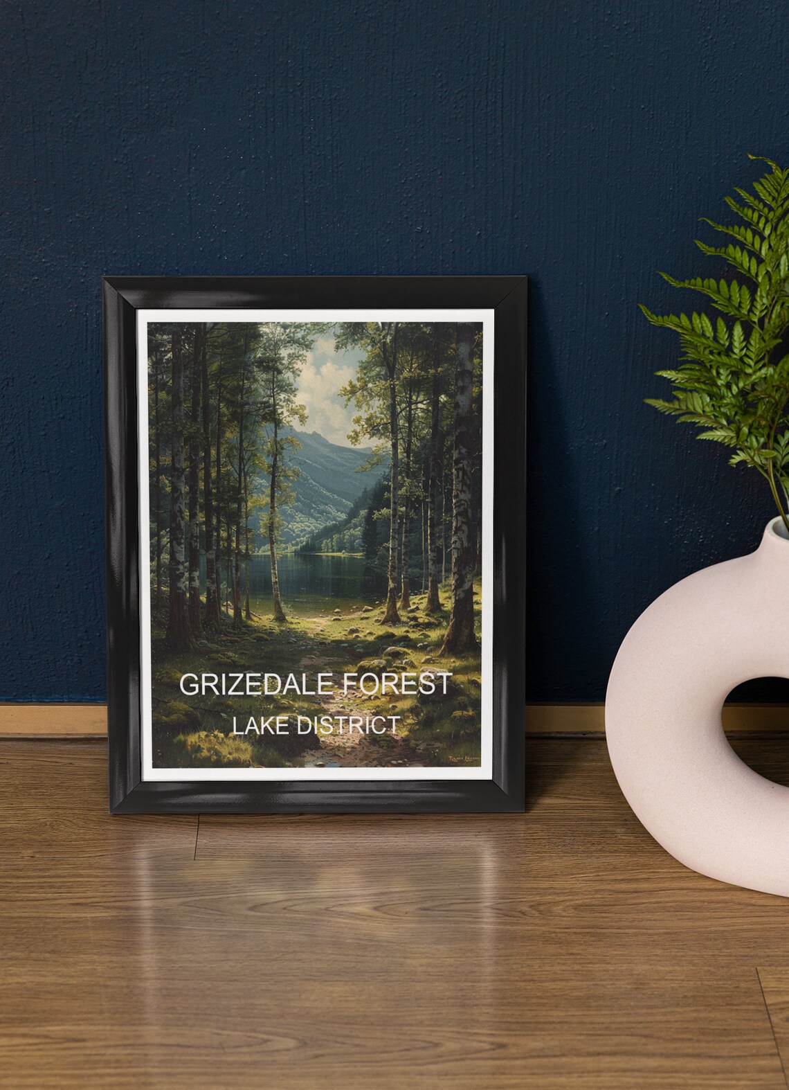 Grizedale Forest Lake District Woodland Lake View Travel Poster