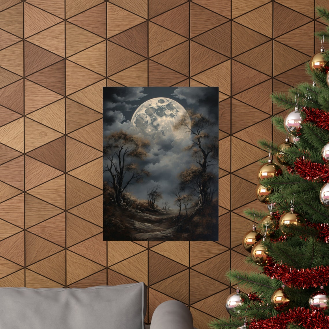 Moon Art Print Dark Academia Art Dark Cottagecore Art Witch Room Dcor Moon Wall Art Gothic Wall Art Moody Wall Art Celestial Art - Image 3