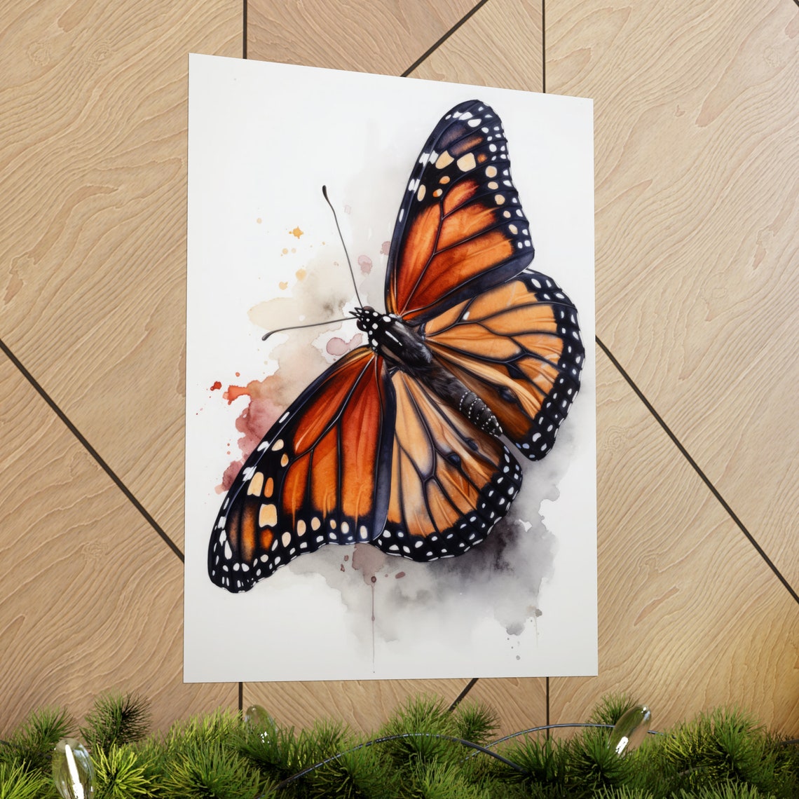Monarch Butterfly Orange Black Wings Soft Watercolor Insect Poster - Image 2