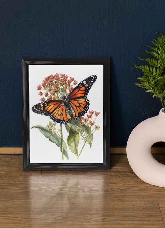 Tiger Milkweed Butterfly Art Print Butterfly Home Dcor Watercolor Butterfly Painting Insect Wall Art Nature Lover Butterflies Artwork