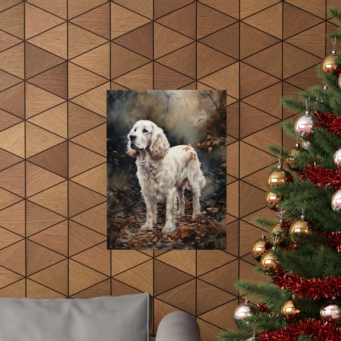Clumber Spaniel in Dark Autumn Forest Watercolor Dog Art Print - Image 3