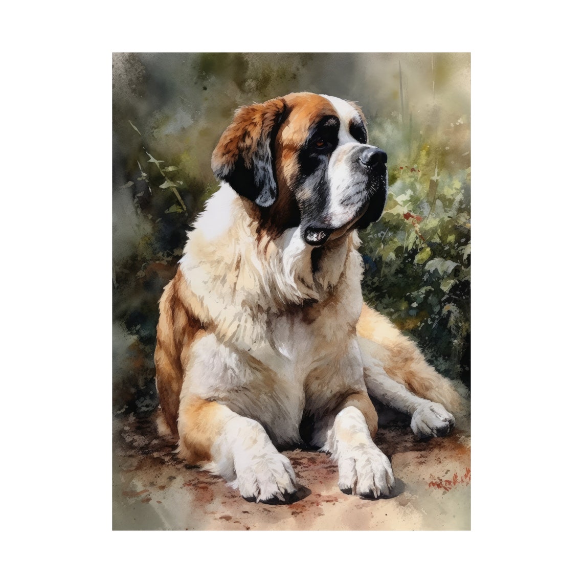 St Bernard Dog Art Print Dog Wall Art Animal Art Print Animal Art Poster Dog Lover Gift Colorful Animal Wall Art Cool Dog Art - Image 4