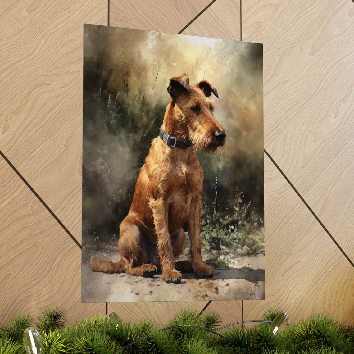 Irish Terrier Sitting Profile Red Coat Watercolor Dog Art Print - Image 2