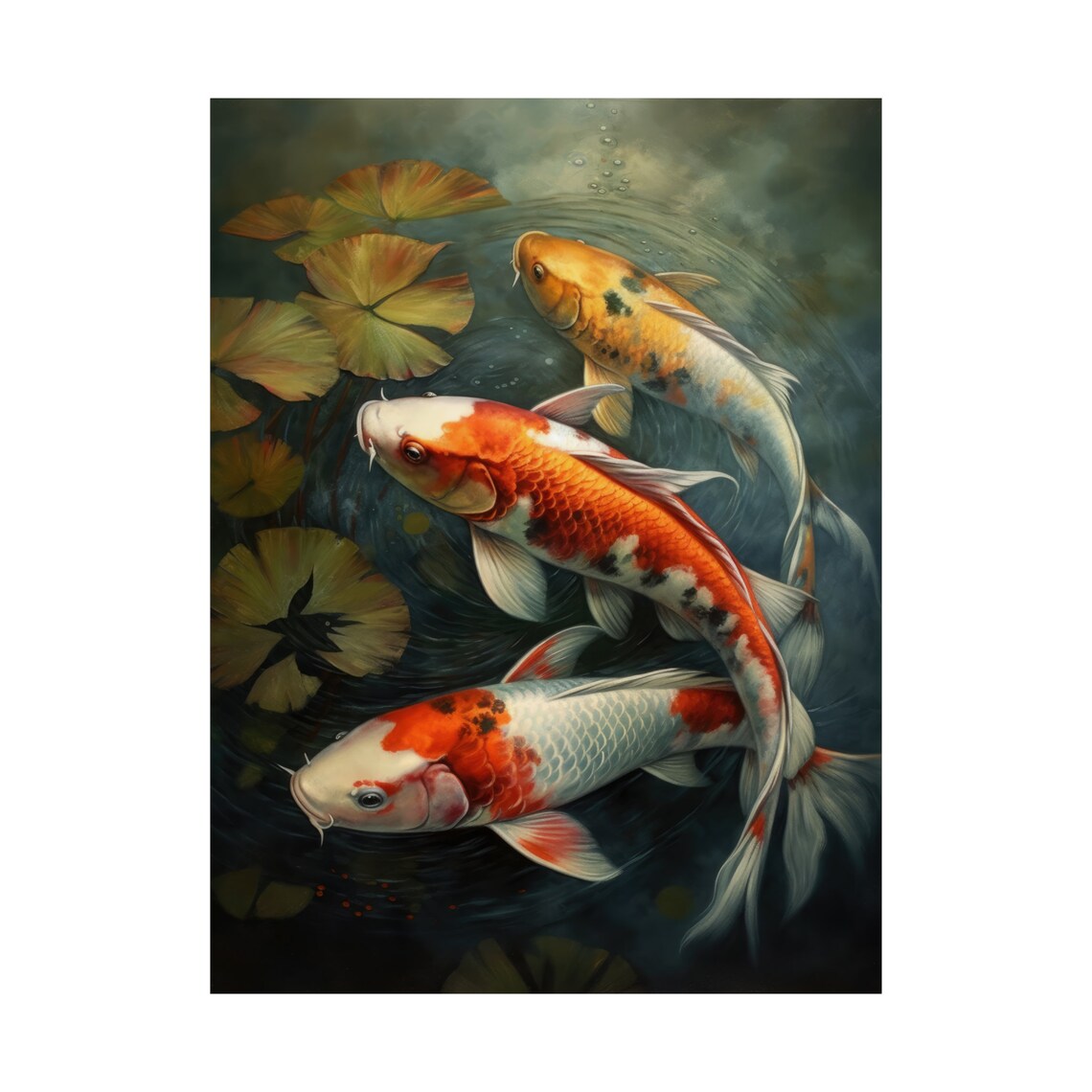 Koi Fish Art Print Koi Pond Painting Koi Wall Art Koi Fish Painting Feng Shui Wall Art Japanese Inspired Art Japanese Poster Zen Art - Image 4