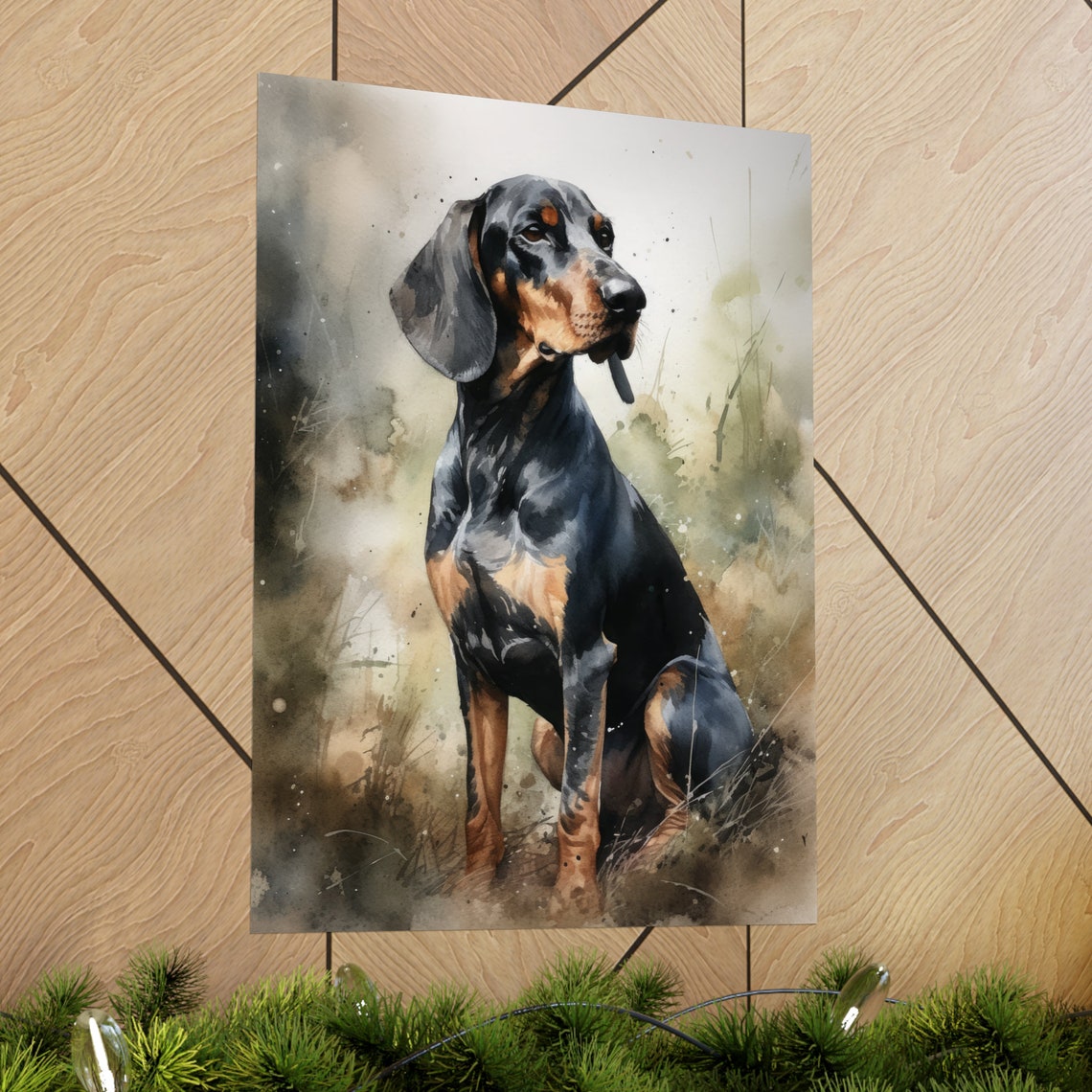 Black And Tan Coonhound Dog Art Print Dog Wall Art Animal Art Print Animal Art Poster Dog Lover Gift Colorful Animal Wall Art Cool Dog - Image 2