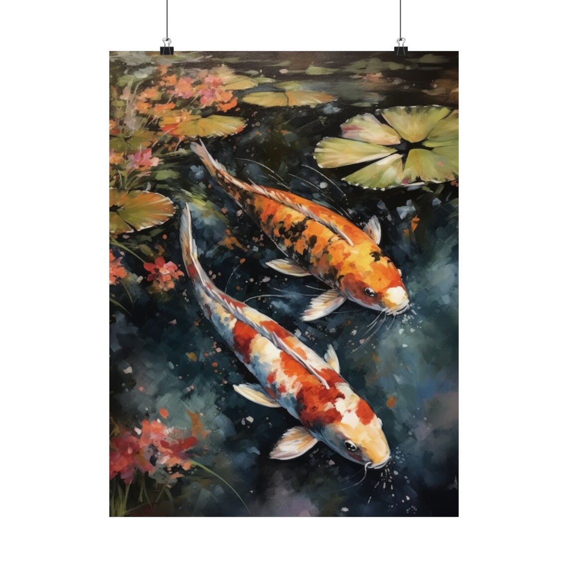 Koi Fish Art Print Koi Pond Painting Koi Wall Art Koi Fish Painting Feng Shui Wall Art Japanese Inspired Art Japanese Poster Zen Art - Image 5
