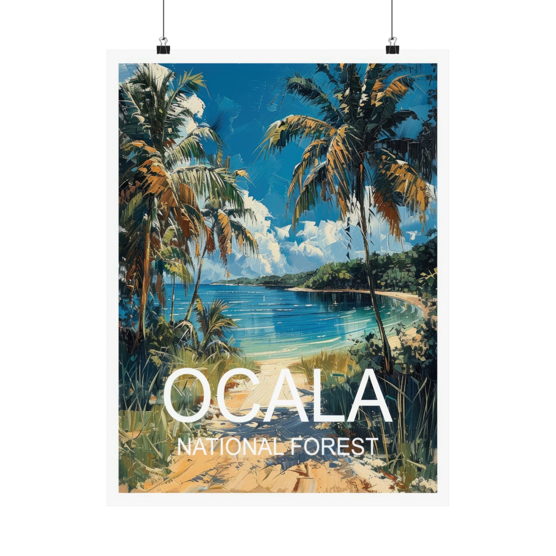 Ocala National Forest Palm Framed Turquoise Lagoon Beach Shore Poster - Image 5