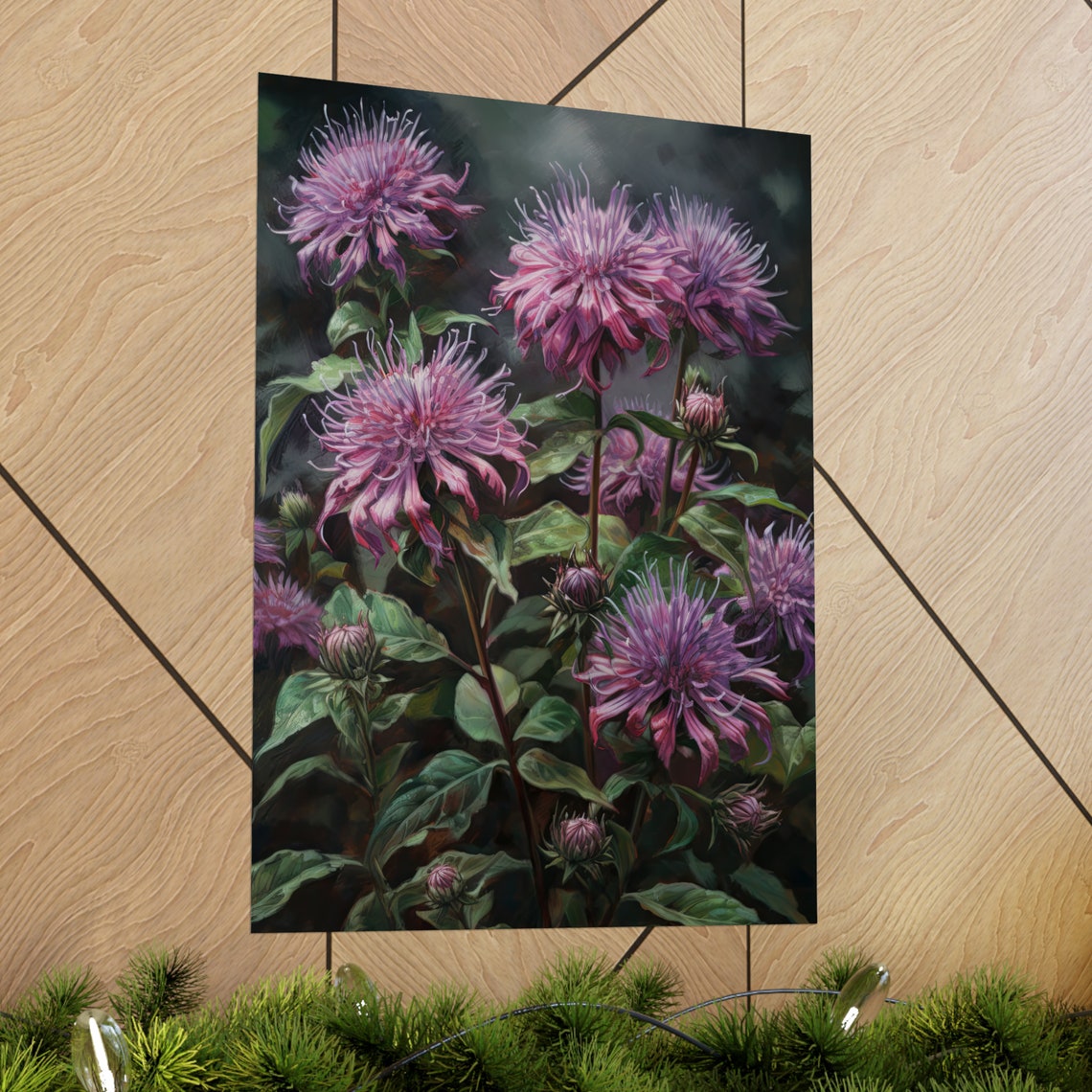 Purple Bee Balm Flower Art Print Flower Painting Flower Dcor Floral Art Print Floral Wall Art Painting Floral Artwork Botanical Print - Image 2
