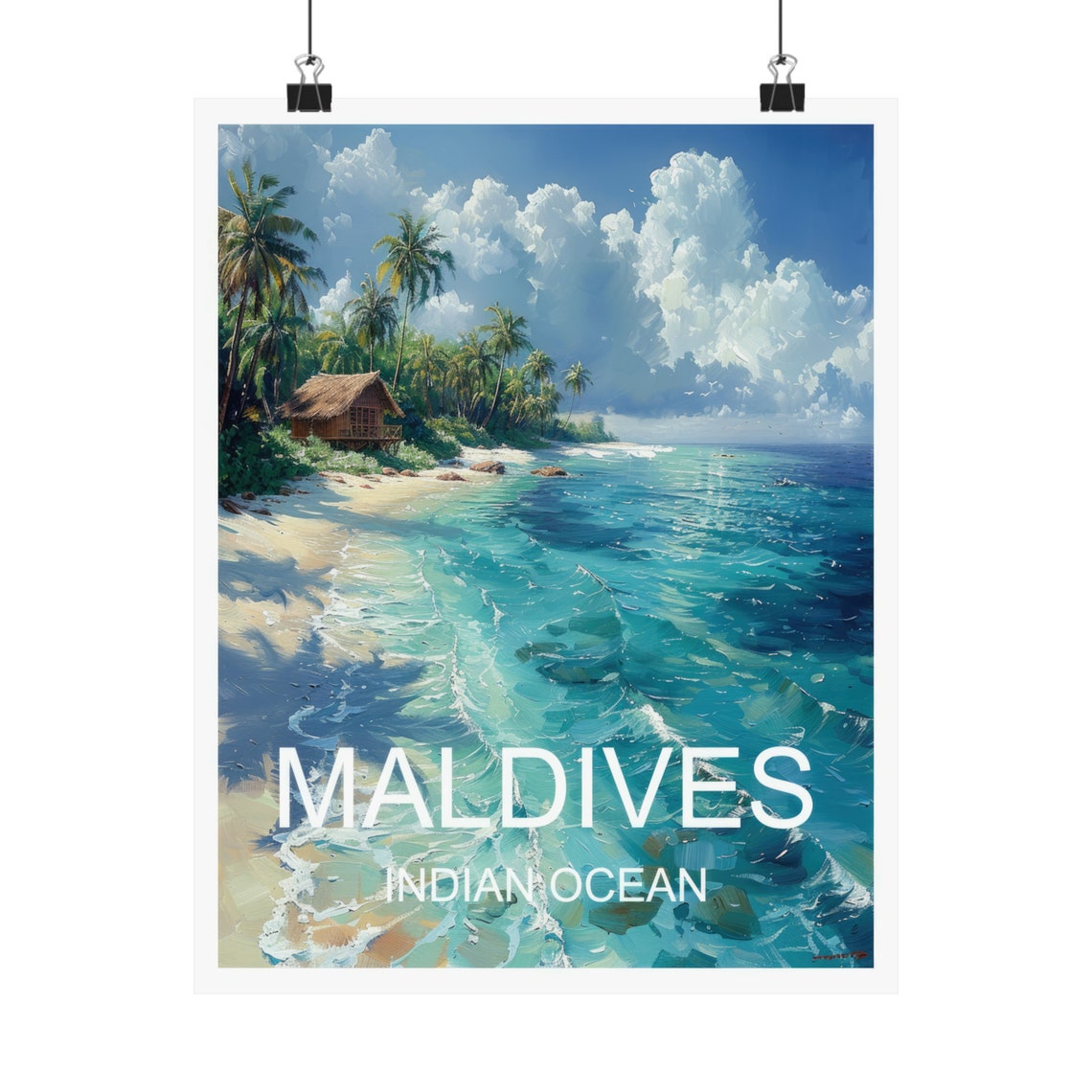 Maldives Indian Ocean Tropical Beach Palms Turquoise Sea Travel Poster - Image 5