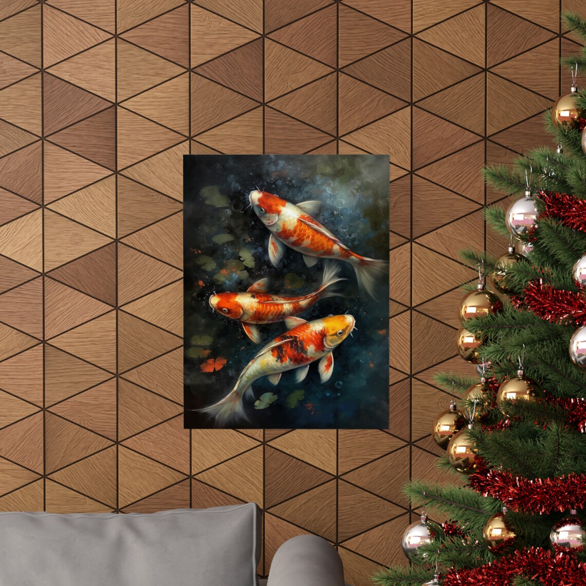 Koi Fish Art Print Koi Pond Painting Koi Wall Art Koi Fish Painting Feng Shui Wall Art Japanese Inspired Art Japanese Poster Zen Art - Image 3