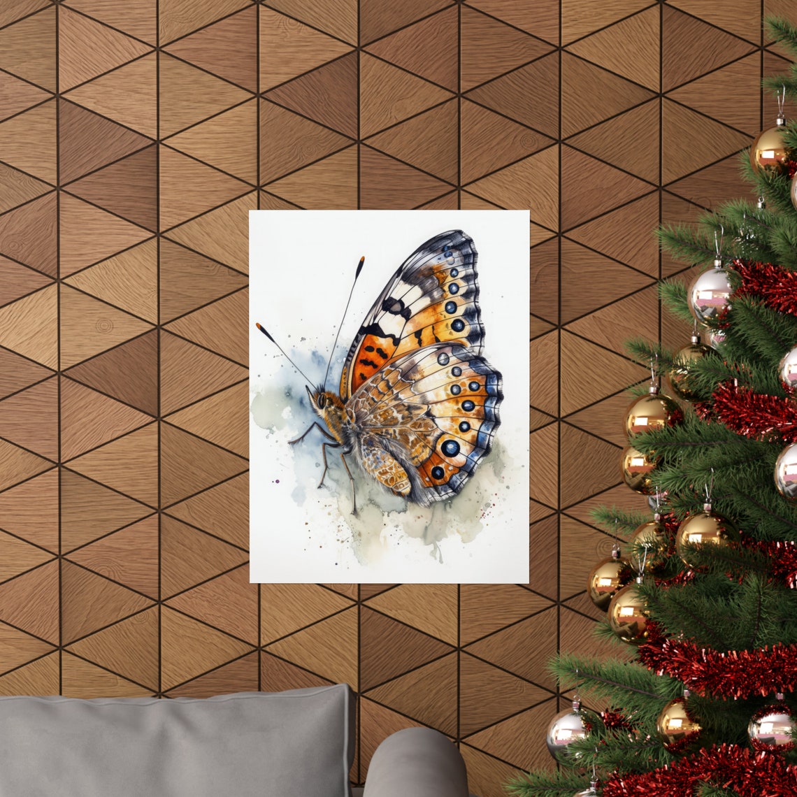 Pearl Crescent Butterfly Watercolor Blue Spots Insect Art Print - Image 3