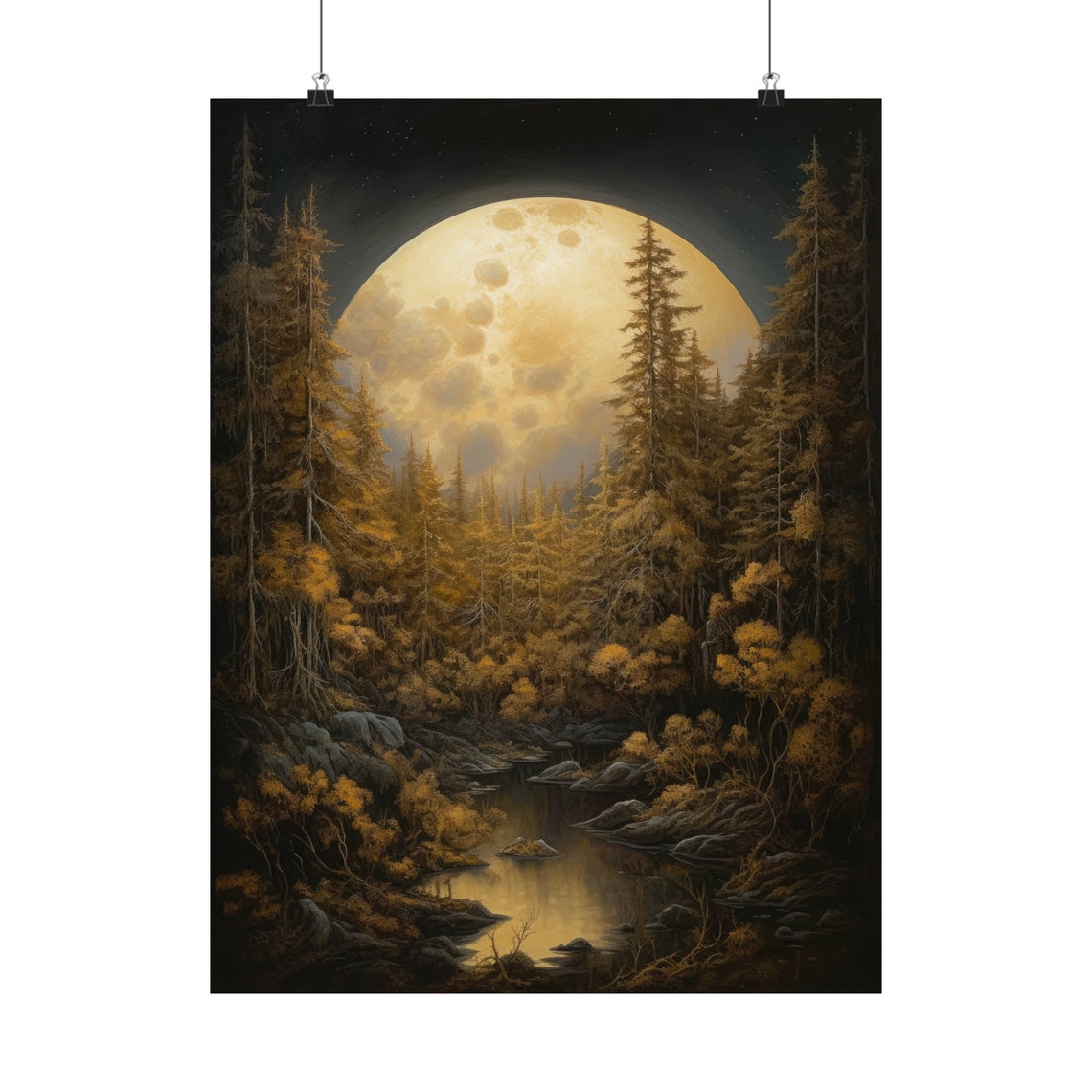 Moon Art Print Dark Academia Art Dark Cottagecore Art Witch Room Dcor Moon Wall Art Gothic Wall Art Moody Wall Art Celestial Art - Image 5