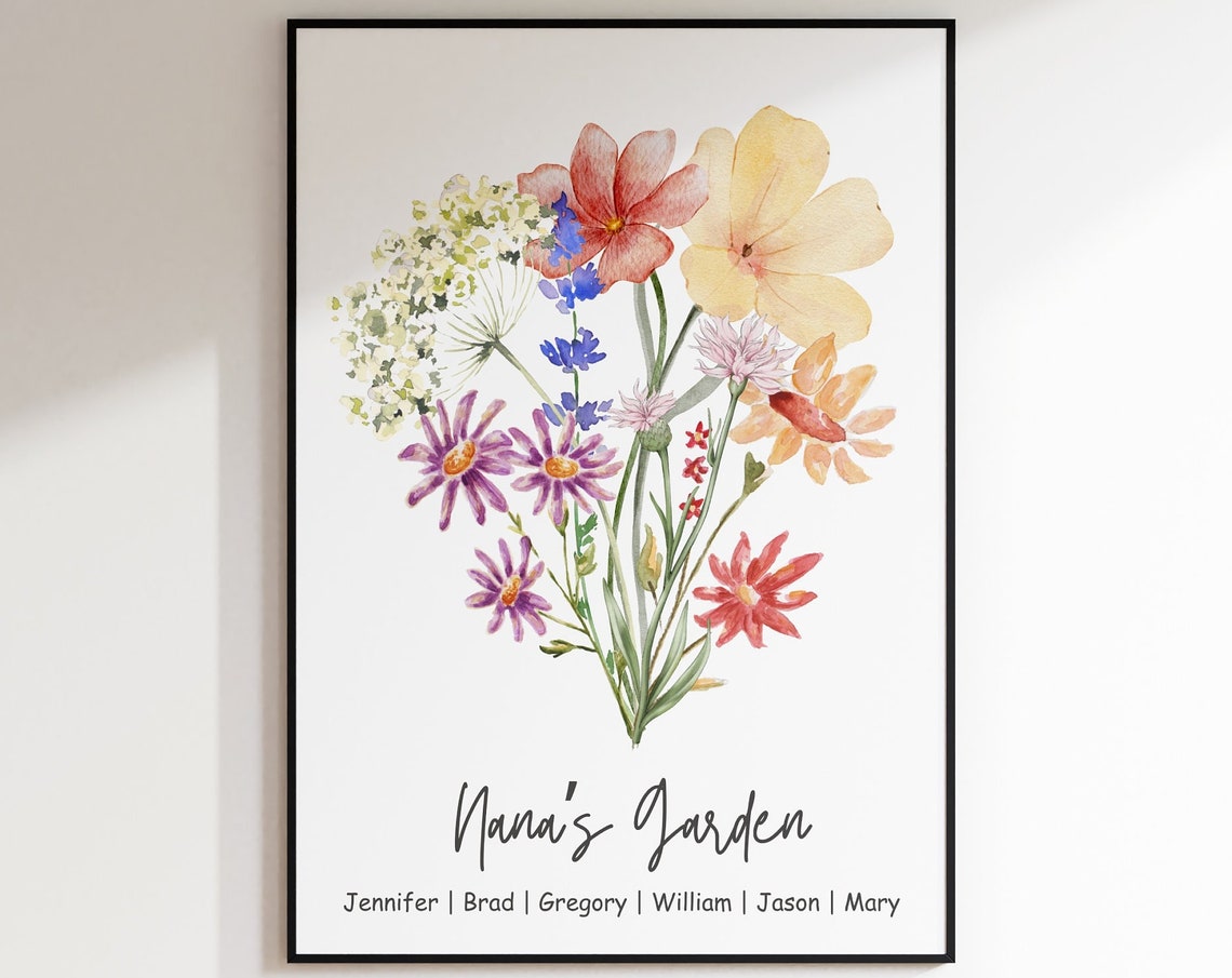 Custom Family Flower Bouquet Birth Month Flower Art Birth Flower Family Bouquet Birth Month Flower Art Custom Birth Month Flower Print - Image 4