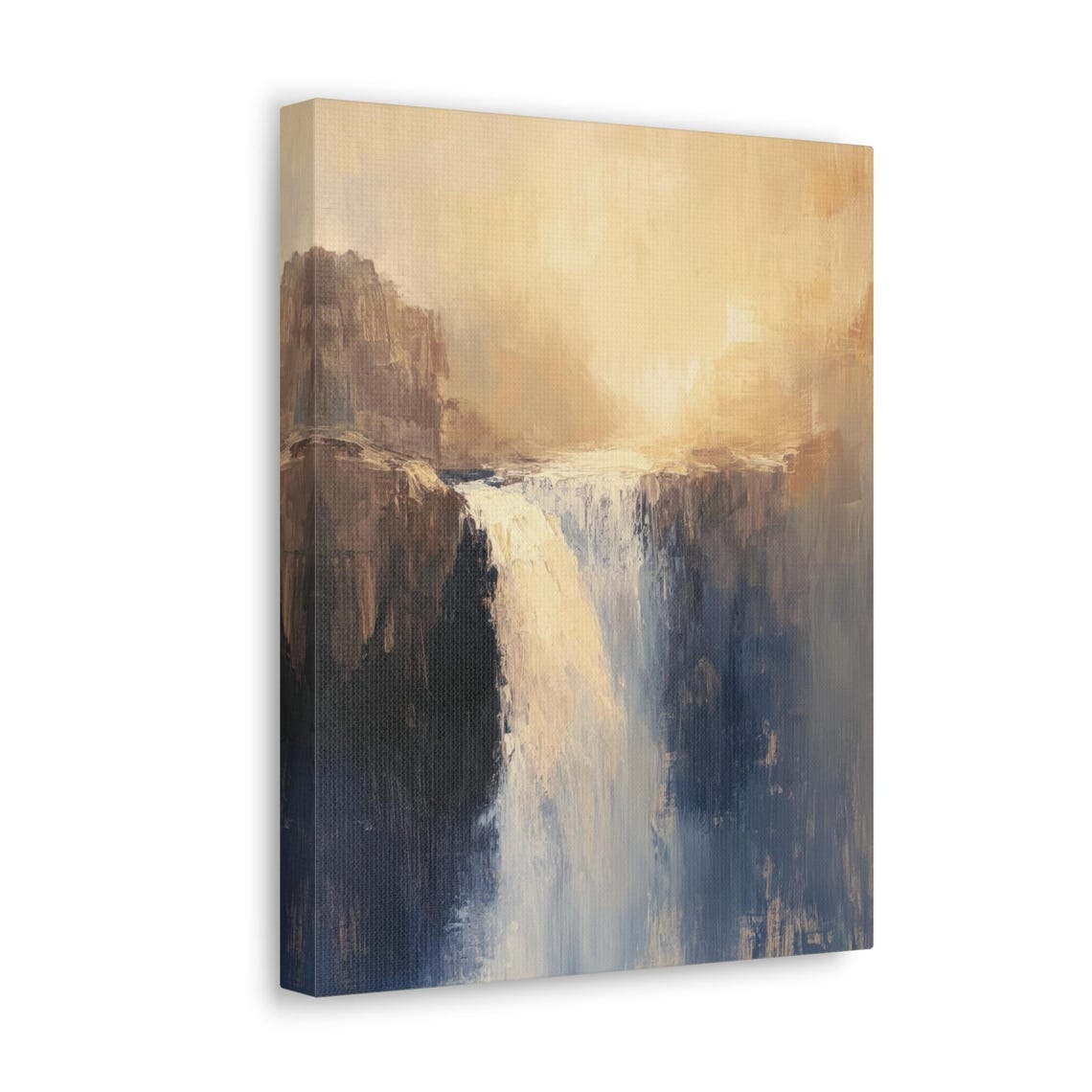 Abstract Waterfall Beige Blue Painterly Modern Minimalist Art Poster - Image 4