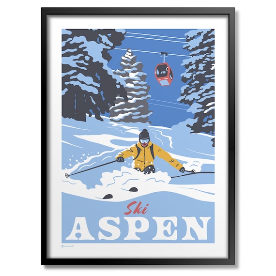 Ski Aspen Travel Poster, Mountain Sport Wall Art