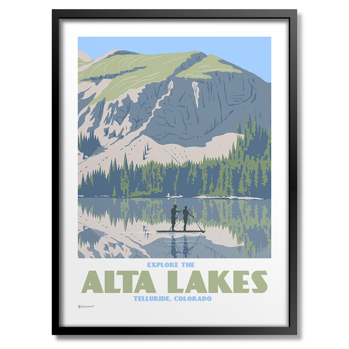 Alta Lakes Telluride Travel Poster, Mountain Landscape