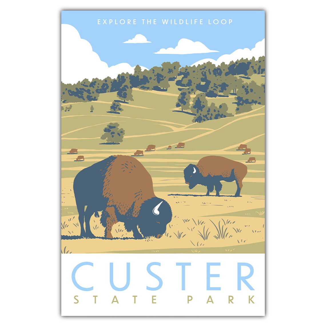 Custer State Park Travel Poster, Vintage Postcard