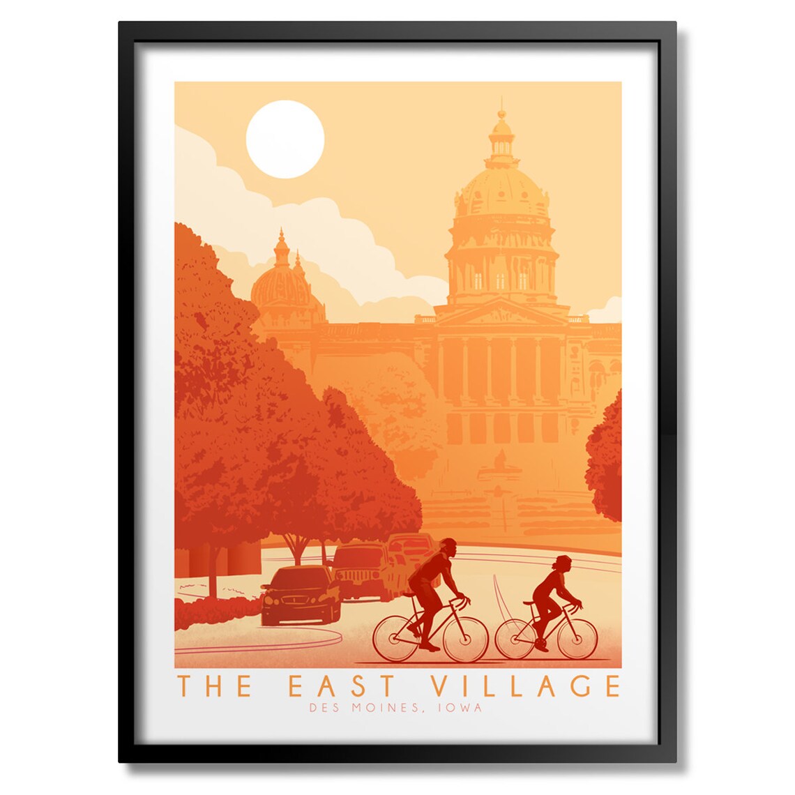 Bike East Village Art Print, Urban Neighborhood Scene