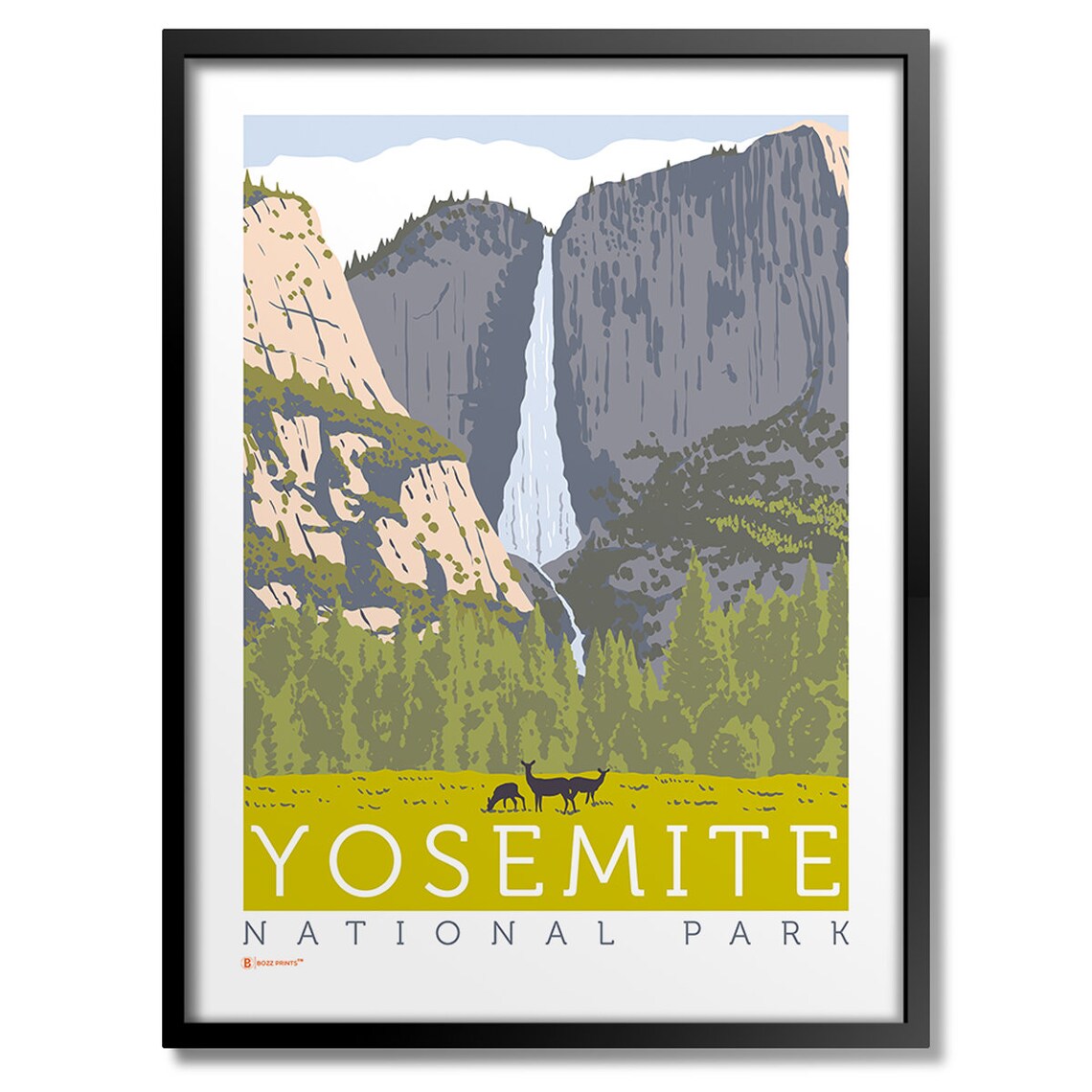Yosemite National Park Falls Granite Cliffs Vintage Travel Poster