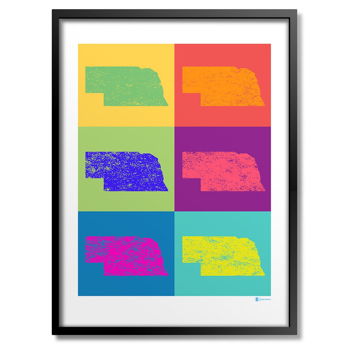 Nebraska State Map Pop Art Colorful Retro State Silhouette Poster