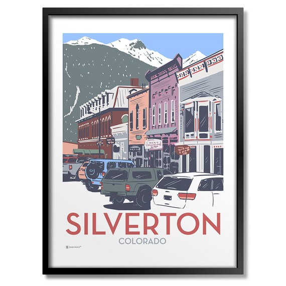 Downtown Silverton Travel Poster, City Skyline