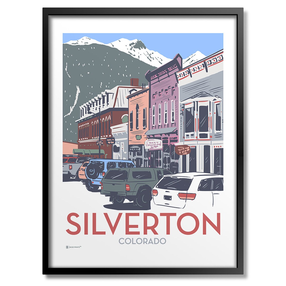 Downtown Silverton Travel Poster, City Skyline