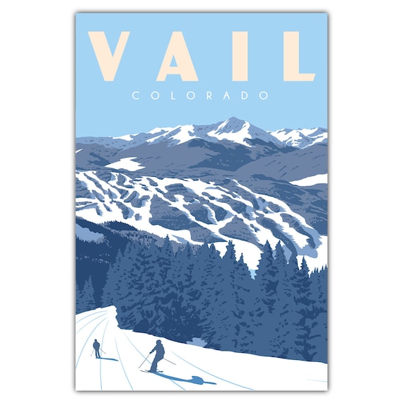 Ski Vail Travel Poster, Mountain Resort Postcard