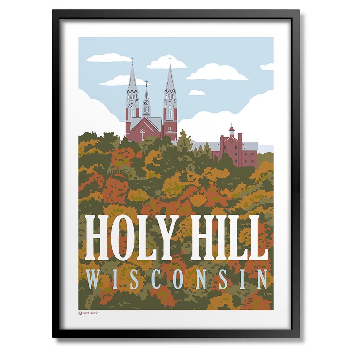 Holy Hill Wisconsin Church on the Hill Fall Foliage Travel Poster