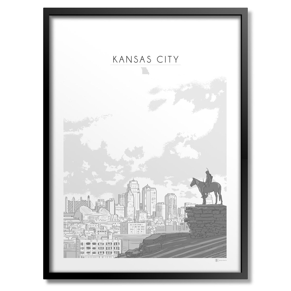 Kansas City Skyline Print Poster Print